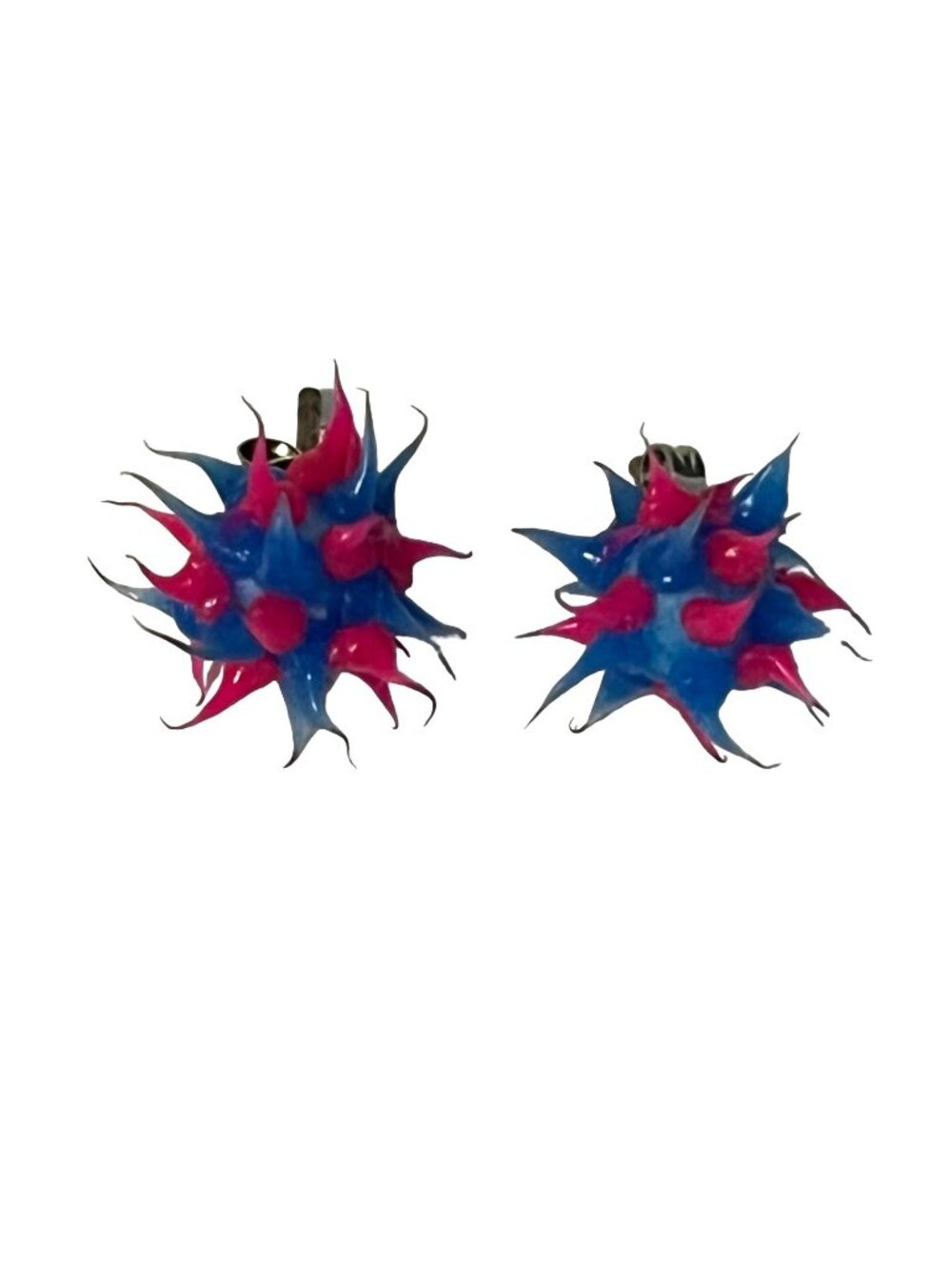 Spiked Statement Earrings Hot Pink Blue Silicone Punk Goth Festival Edgy Stud Ea
